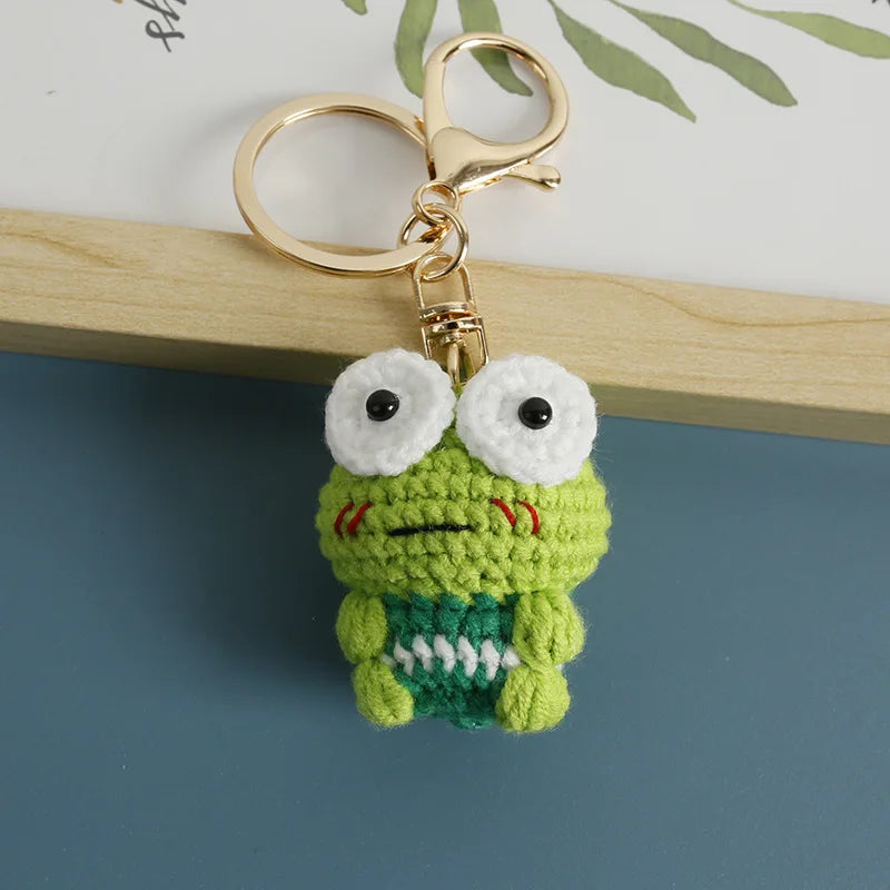 Cute Frog Doll Crochet Keychain Funny Frog Doll Keychain Pendant Handmaking Knitted Frog Keyring Wholesale Custom Accessories