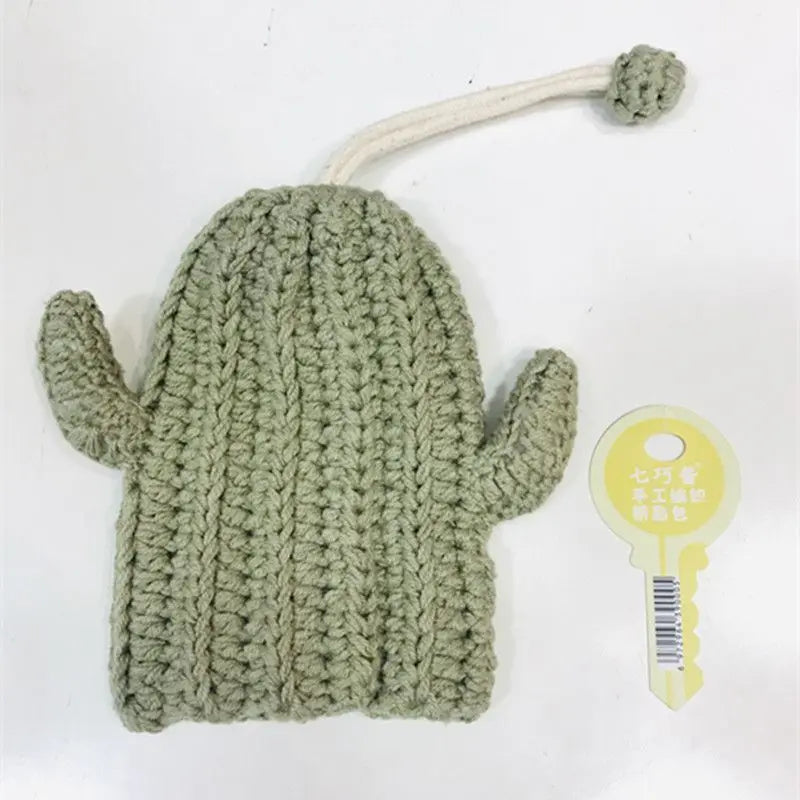 Cute Crochet Cactus Keychain For Keys Storage Bag Keyring Knitting Ladybug Bag Keyrings Wholesale Custom Car Keychain Accessory