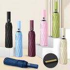 12 Bone Black Glue Fully Automatic Umbrella With Thick And Durable Keel Three Fold Umbrella UV Resistant Folding Umbrella