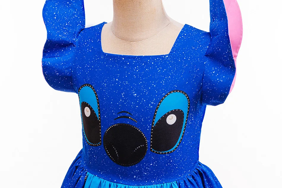 Girls Stitch Cosplay Dress Cute Cartoon Disney Movie Style Costume for Halloween Carnival Stage Performances & Kids' Dress-Up