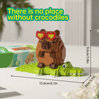 "Cute Capybara Block Figure - Desktop Decor Model with Orange Accessory | Meme Lover's Collectible"