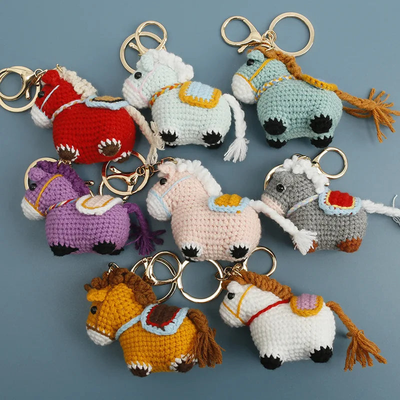 Funny Zebra Crochet Keyrings For Bag Pendant Handmake Animal Doll Knitting Keychain Cute Sheep Keyrings Gifts Custom Accessories