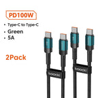 Toocki 100W Type C to USB C Cable PD 3.0 Quick Charge 4.0 Fast Charging Type C to Type C for iPhone 15 Macbook Samsung Xiaomi
