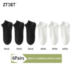 6Pairs High Quality Men Combed Cotton Socks Short Breathable Odor proof and antibacterial Business Spring Summer for Male sock