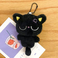 Cute Mini Black Cat Pendant Keychain Cartoon Plush Kitten Doll Charms With Beaded Chain Cuddly Black Kitten For Boys Girls Gifts