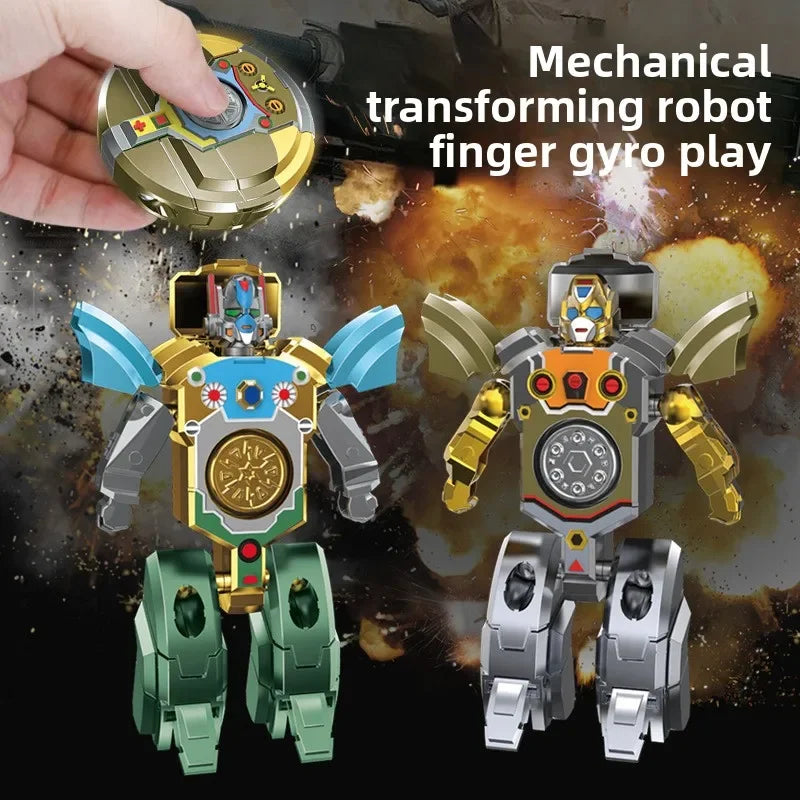 New creative decompression  drop resistant fingertip Rotational gyroscope mechanical deformation robot children's toy Boy Gift