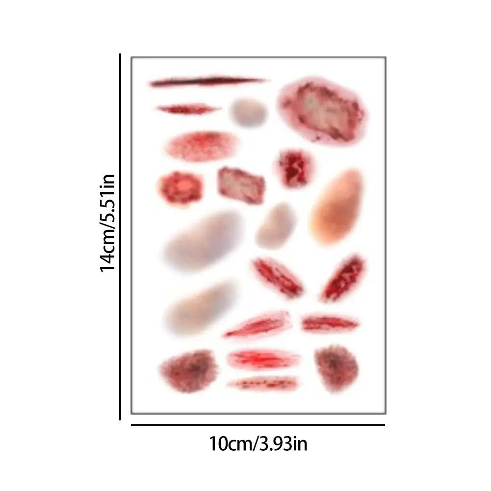 Halloween tattoo stickers Horror Wound  Blood Injury Fake Scab Scar Lasting Fake Tattoo  Arm Art Sticker DIY Party Decorations