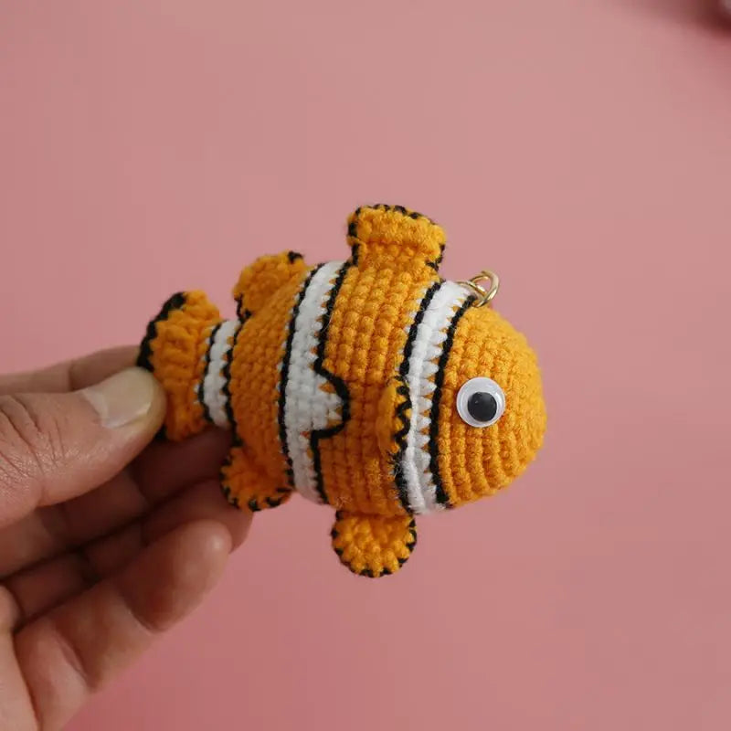 Ocean Series Animal Doll Crochet Keychain Handmaking Knitted Tropical Fish Keyrings Crochet Shark Doll Keychain Custom Accessory