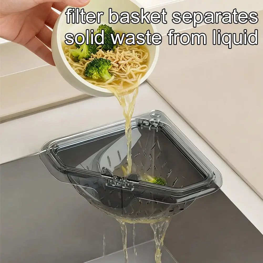 Magnetic Sink Strainer Triangle Drain Basket Food Catcher Kitchen Scrap Filter Vegetable Fruit Waste Drainage Corner Basket