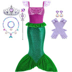 Girls Cosplay Lovely Little Mermaid Ariel Prom Princess Costumes Kids Summer Casual Dress Halloween Birthday Party Dress Up 2026