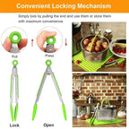 Anti Slip Cooking Serving Tongs Stainless Steel Food Clip Bread Salad Tong Heat-Resistant Barbecue Clips Kitchen Cooking Tool