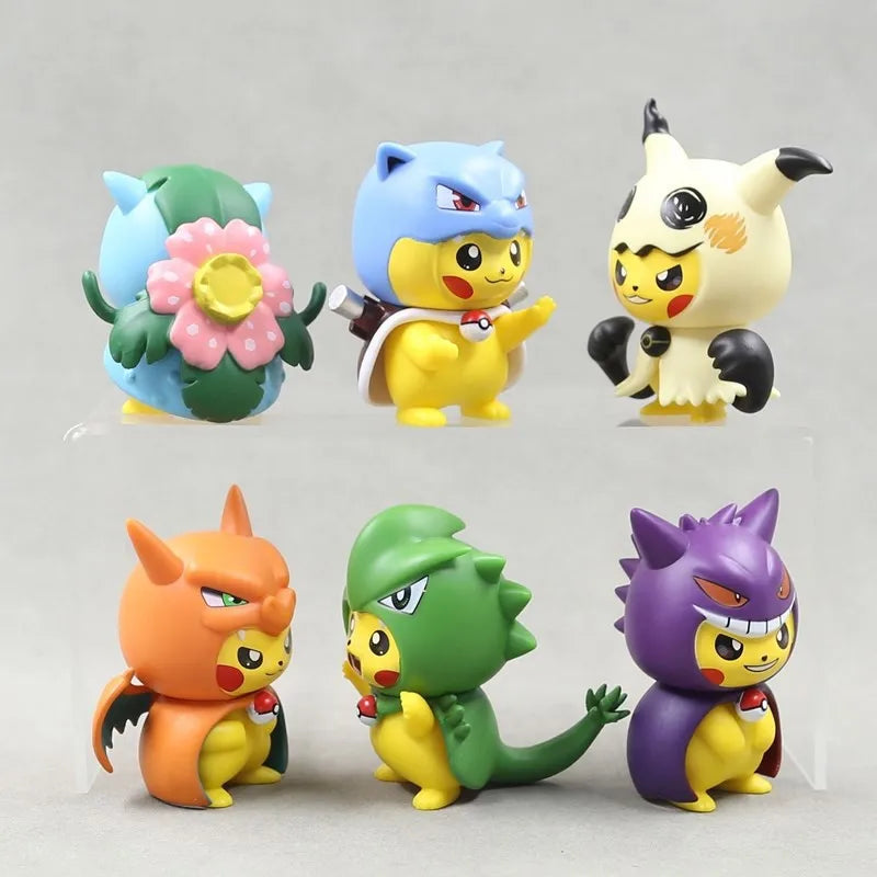 1Set Pocket Monsters Anime Figure Kawaii Pikachu In Disguise Action Figures PVC Adult Collection Model Dolls Toy Gift