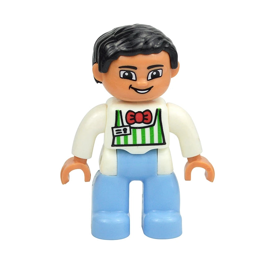 Big Size Figures Building Block Doll Family Farmer Pirate Worker Doctor Policemen Large Brick Compatible Build House Duploes Toy