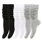 3 Pairs Women Pile Up Socks Fashionable Trendy Versatile White Solid Color Basic Socks Comfortable Breathable Mid Length Socks