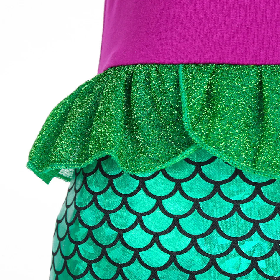 Girls Cosplay Lovely Little Mermaid Ariel Prom Princess Costumes Kids Summer Casual Dress Halloween Birthday Party Dress Up 2026