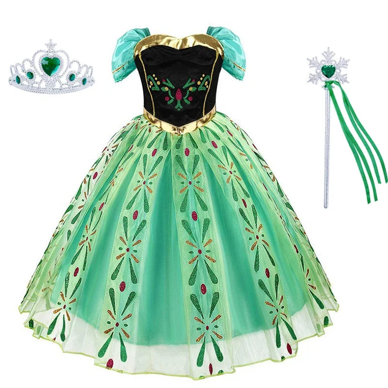 Girls Princess Dress Kids Disney Cosplay Cinderella Snow White Aurora Rapunzel Halloween Costume Children Birthday Party Dresses