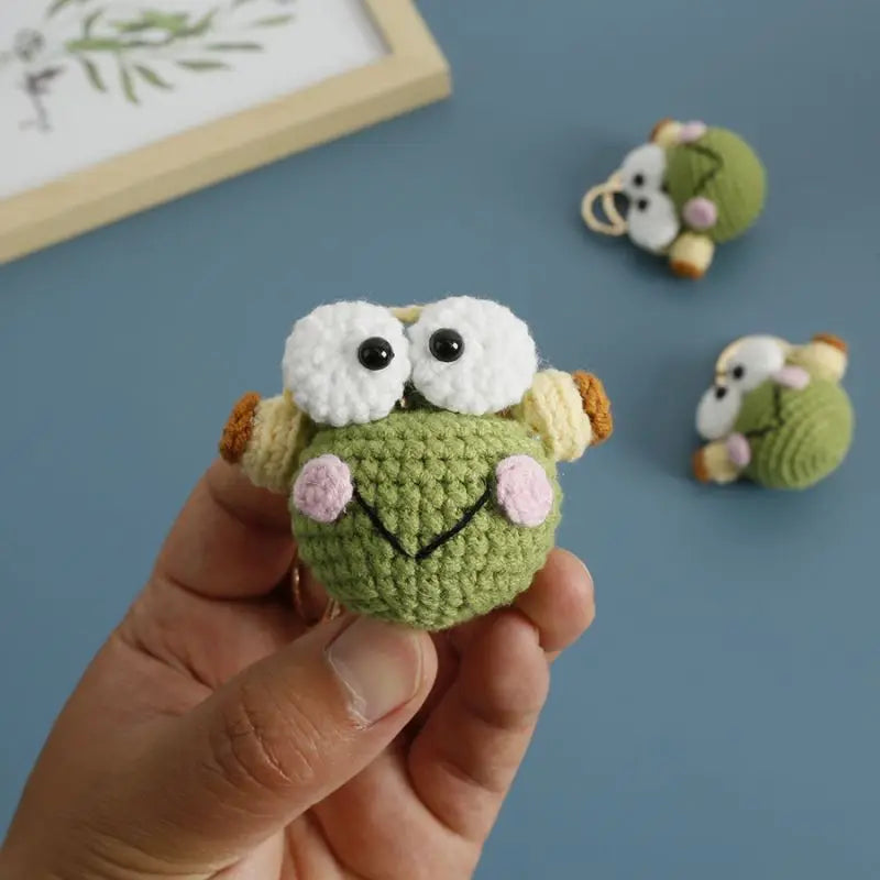 Cute Frog Doll Crochet Keychain Funny Frog Doll Keychain Pendant Handmaking Knitted Frog Keyring Wholesale Custom Accessories