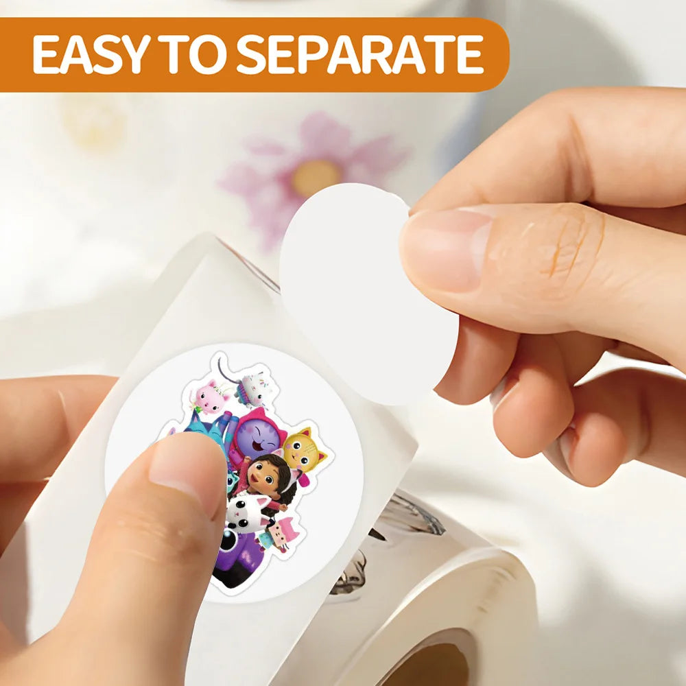500pcs/Roll Cartoon Gabbys Dollhouse Roll Stickers Graffiti Luggage Suitcase Skateboard Phone Cute Sticker Children Decal Gifts