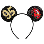 Disney Pixar Cars Kawaii Ear Headbands for Adults Lightning McQueen Hairband Cars on The Road Headwear Girl Bow Hair Accessories