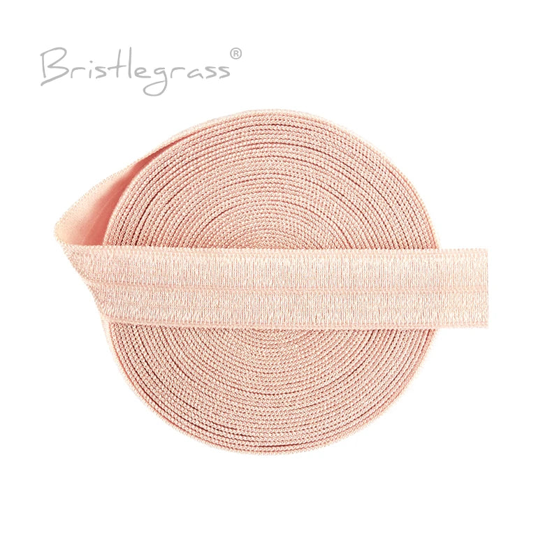 BRISTLEGRASS 2 5 10 Yard 5/8" 15mm Solid FOE Shiny Fold Over Elastic Spandex Satin Band Hair Tie Headband Dress Sewing Lace Trim