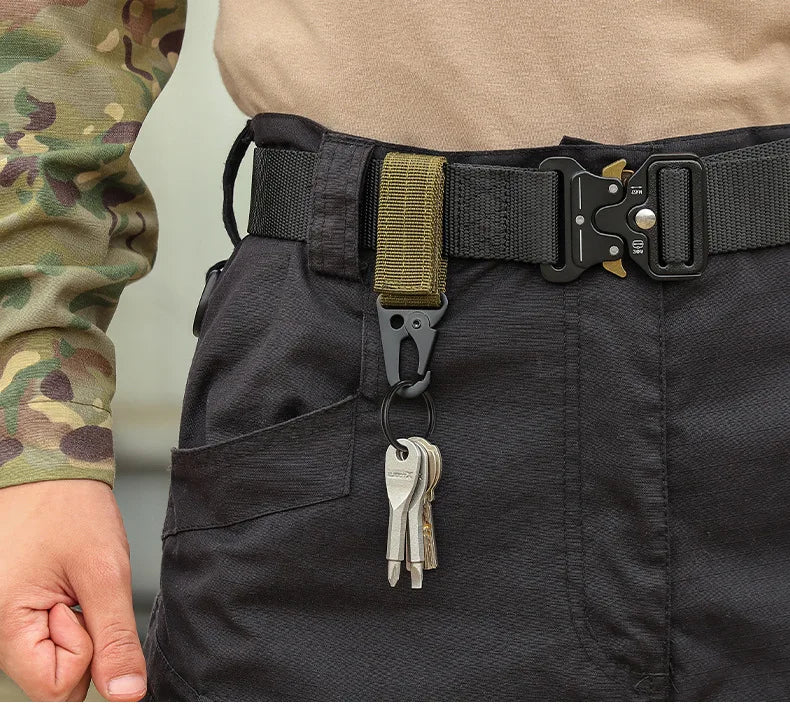 2/5 PCS.Tactical Hanging Buckle Molle Nylon Webbing Carabiner Belt Triangle Keychain for Outdoor Climbing Camping Tool Accessory