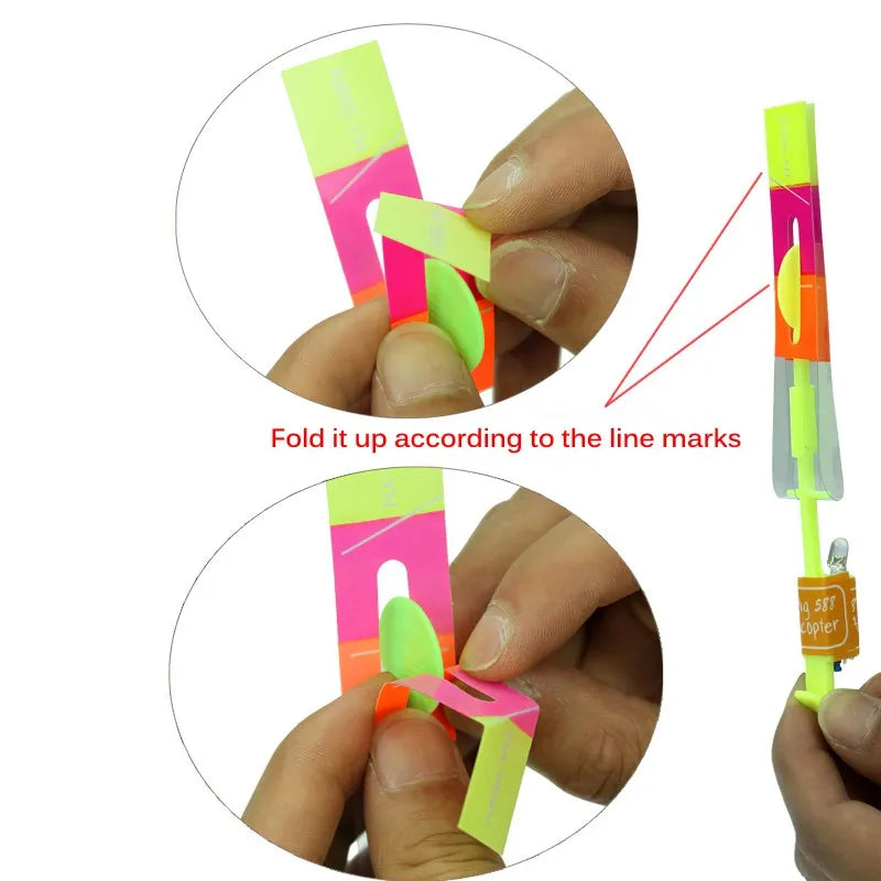 Outdoor Flash Rocket toy LED Lights Glowing Slingshot Rocket Helicopter Flying Toy Party Fun Gift Rubber Band Ejector Toys