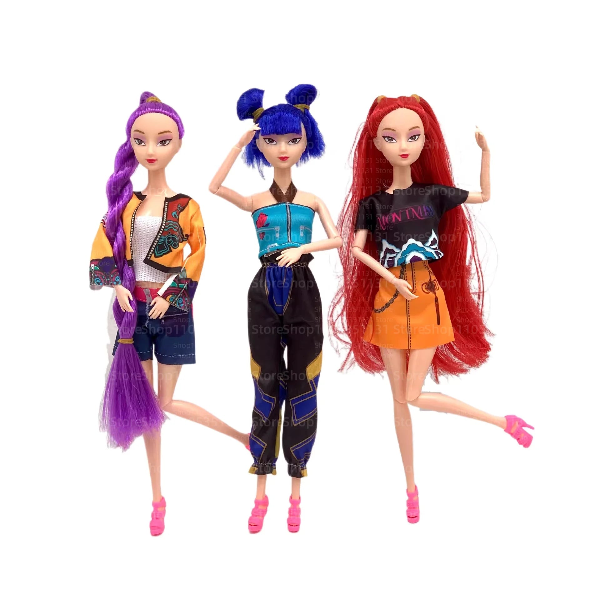 Kpop Rumi Mira Zoey Vinyl Doll Anime Hunters Girl 11 Inch Articulated With Theme Music Cute Toy 3PCS Set Gift for Kids Girl Fans