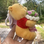Genuine Lilo & Stitch Holding Flowers Cartoon Stuffed Plush Dolls Anime Plush Baby Toys Pendant Toys Kawaii Kids Birthday Gift