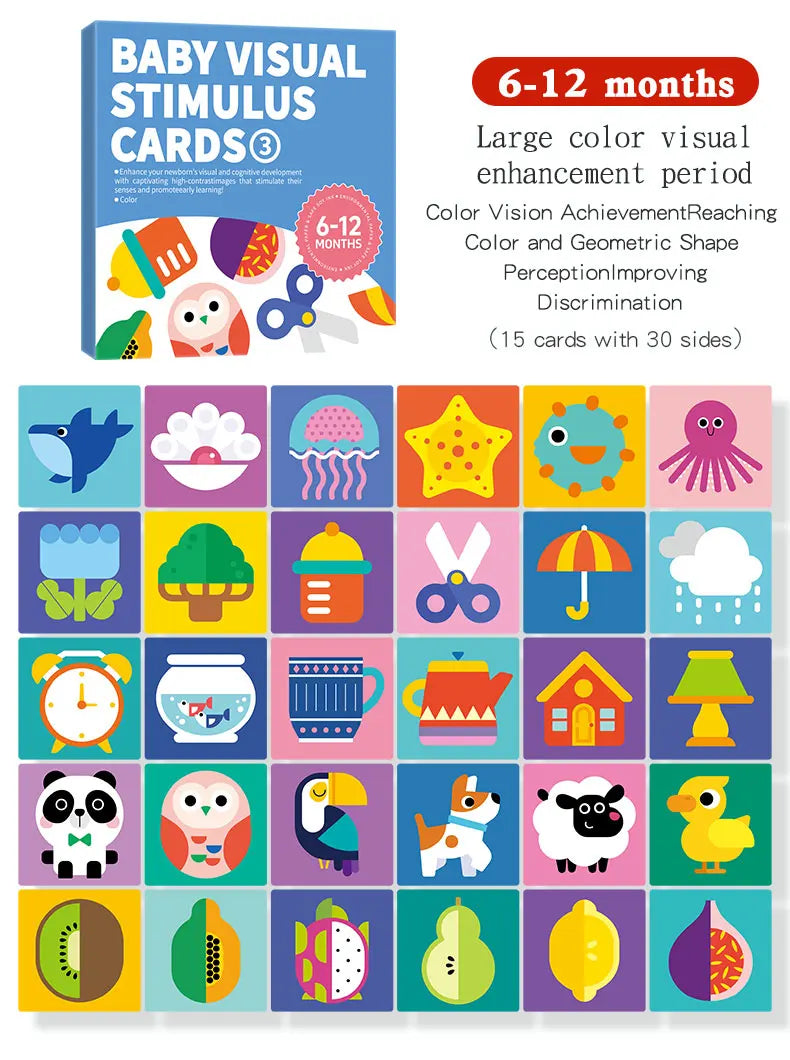 Baby Visual Stimulation Cards Montessori High Contrast Flash Card Infant Gift For Children Cognition Toy