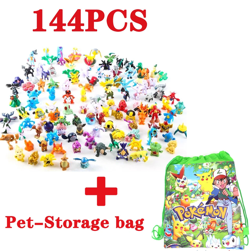 144 Style Pokemon Figure Toys Anime Pikachu Action Figure Model Ornamental Decoration Collect Toys For Children's Christmas Gift
