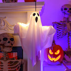 Halloween Glowing White Ghost LED Hanging Ghosts Horror Props with Fairy Light Indoor Outdoor Haunted House Halloween Decoration