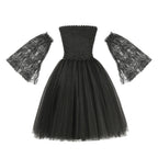Halloween Costume Fashion Tutu Dress For Girls Cosplay Evil Queen Black Mesh Princess Dress Kids Crow Wand Demon Witch Gown