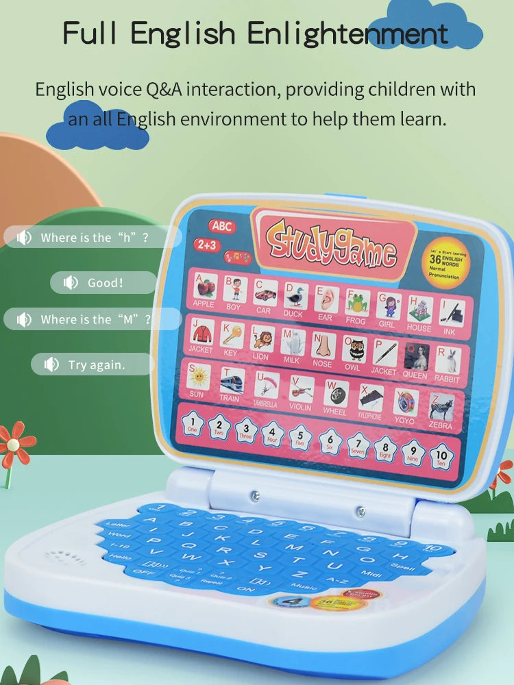 English Learning Small Laptop Toy for Children.Kids. Boys and Girls Computer for Aphabet ABC.Numbers.Words.Spelling.Maths.Music