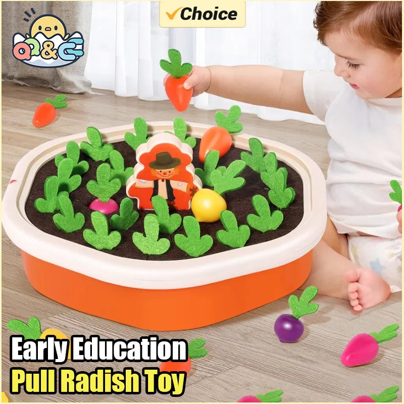 Children's Pull Radish Toy Fun Tabletop Carrot Harvest Game Teaching Aids Shape Sorting Matching Early Education Toys for Babies