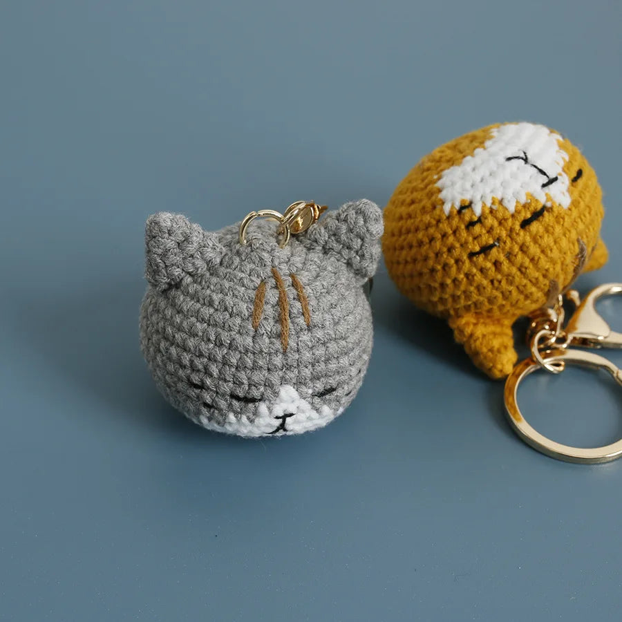 Exquisite Kitten Doll Crochet Keychain For Bag Pendant Knitted Small Cat Doll Keyrings Cute Kitten Keychain Custom Accessories