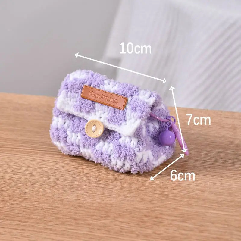 Colorful Knitted Coin Bag Keychains Mini Crochet Bag Keyring Handmake Knitting Storage Bag Keychain Keys Holder Custom Accessory