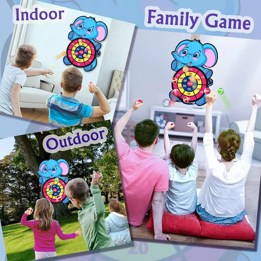 Montessori Throw Dart Board Toy Sport Slingshot Target Sticky Ball Dartboard Educational Indoor Outdoor Game
