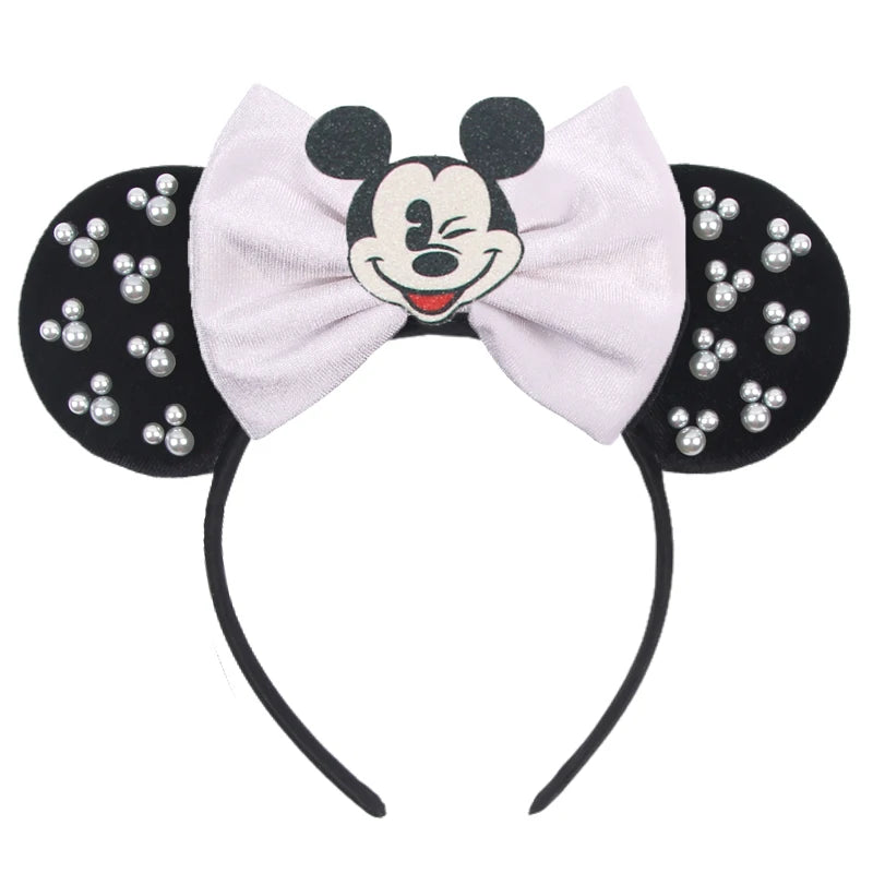 2026 Trip Mouse Ears Headband for Girls Women Sequin Castle 5"Bow Hairband Festival Party Cosplay DIY Hair Accessories