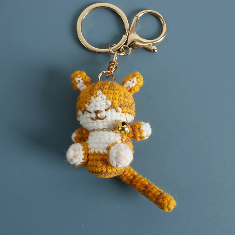 Exquisite Kitten Doll Crochet Keychain For Bag Pendant Knitted Small Cat Doll Keyrings Cute Kitten Keychain Custom Accessories