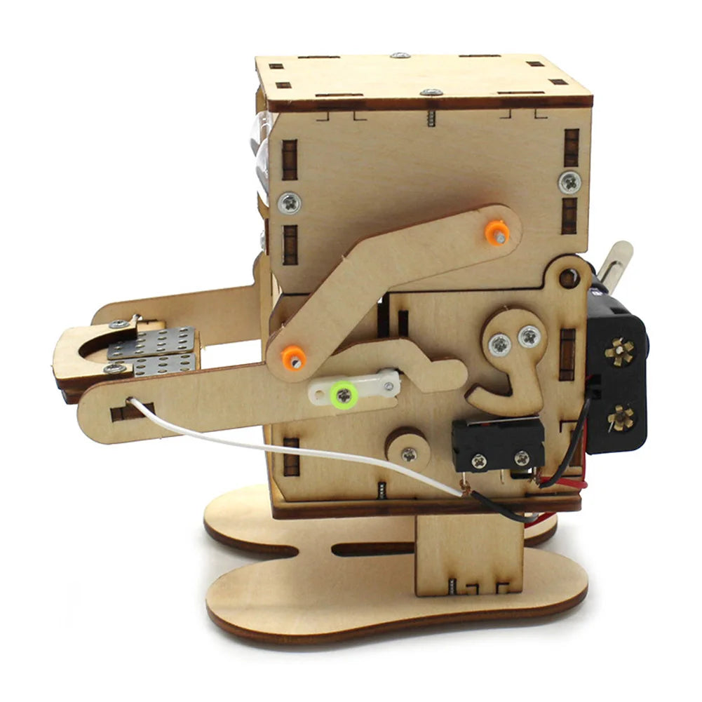Robot Eating Coin Wood DIY Model Teaching Learning Stem Project for Kid Science Education Experiment Education Toy Assemble Kit