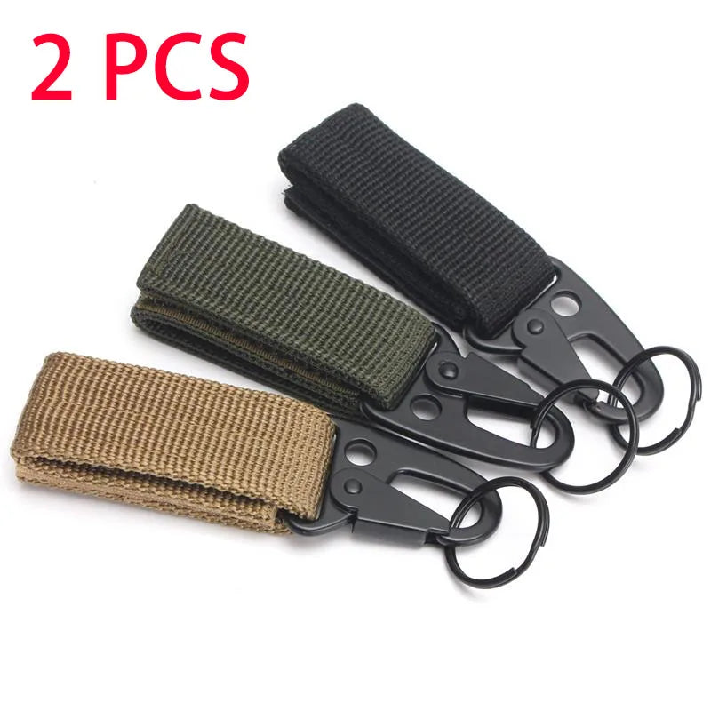 2/5 PCS.Tactical Hanging Buckle Molle Nylon Webbing Carabiner Belt Triangle Keychain for Outdoor Climbing Camping Tool Accessory