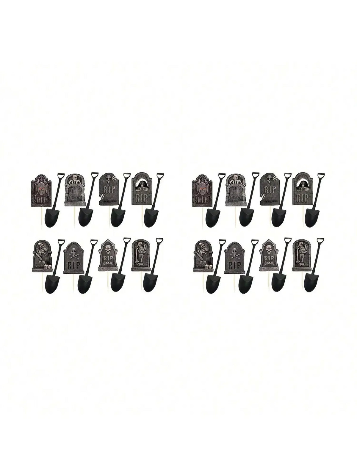 Multi pcs Halloween Cupcake Toppers Cake Decorations Tombstones Graveyard Cupcake Toppers With Novelty Mini Shovel Spoons