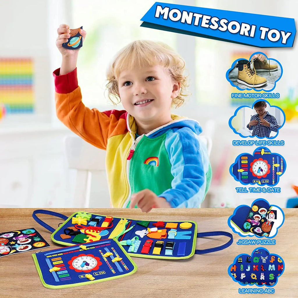 Toddler Montessori Busy Board Activities Education Toys Basic Dress Motor Skills Baby Travel Learning Toys For Christmas Gift