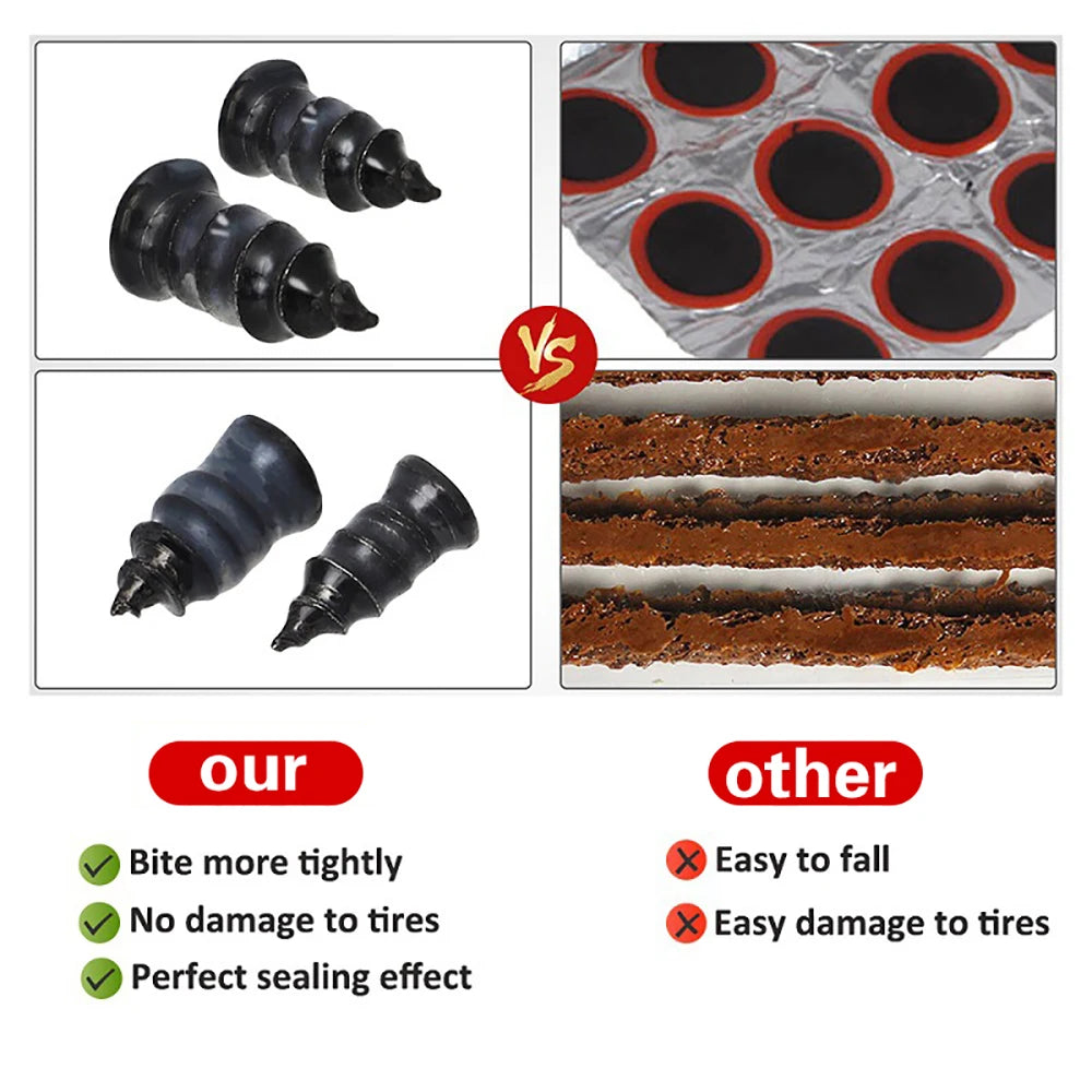 21-10PCS Vacuum Car Tyre Repair Rubber Nail Set Universal Tire Screw Tubeless Repair Tools Accessories Kit for Motorcycle Truck