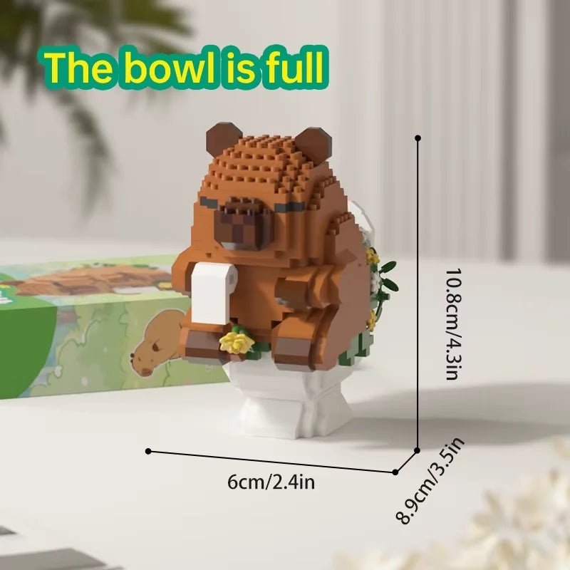 "Cute Capybara Block Figure - Desktop Decor Model with Orange Accessory | Meme Lover's Collectible"