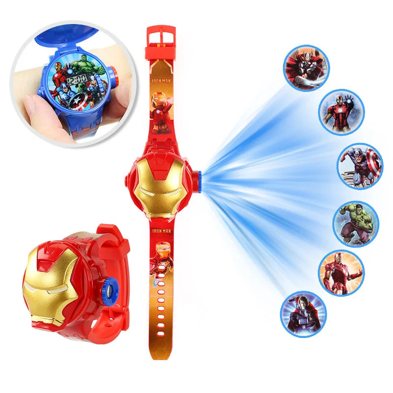 Fashion Spider-Man Projection Kids Watches for Boys Captain America Iron Man Children's Watch Digital Clock Student Toys Gifts