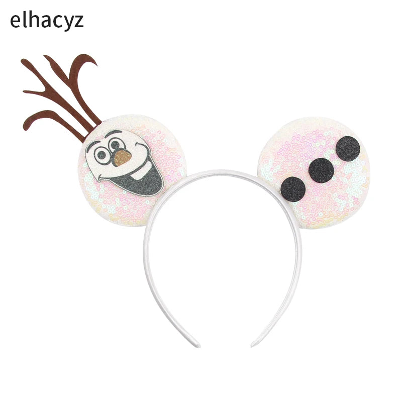 Mickey Cartoon Olaf Headbands for Kids Cute Snowman Ears Hair Accessories Women Elsa Frozen Hairband Girls Cosplay Headwear Gift