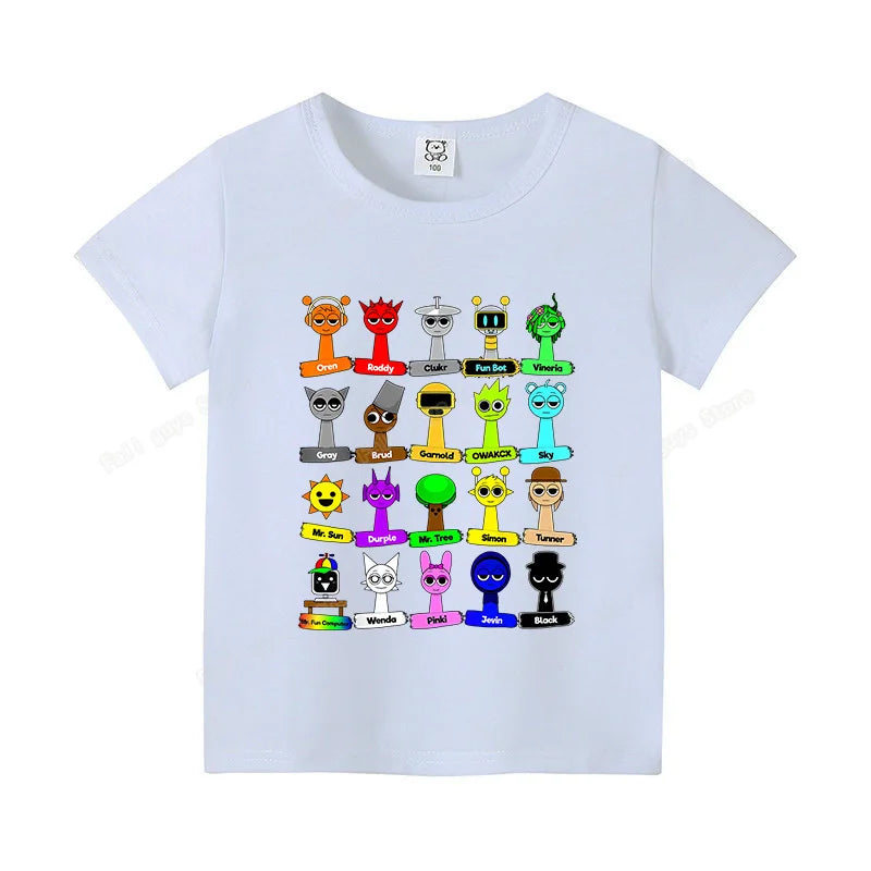Sprunkis T-shirts Cartoon Oren Wenda Outdoor Clothes Short Sleeve Summer Cute Base Top Funny Birthday Gift