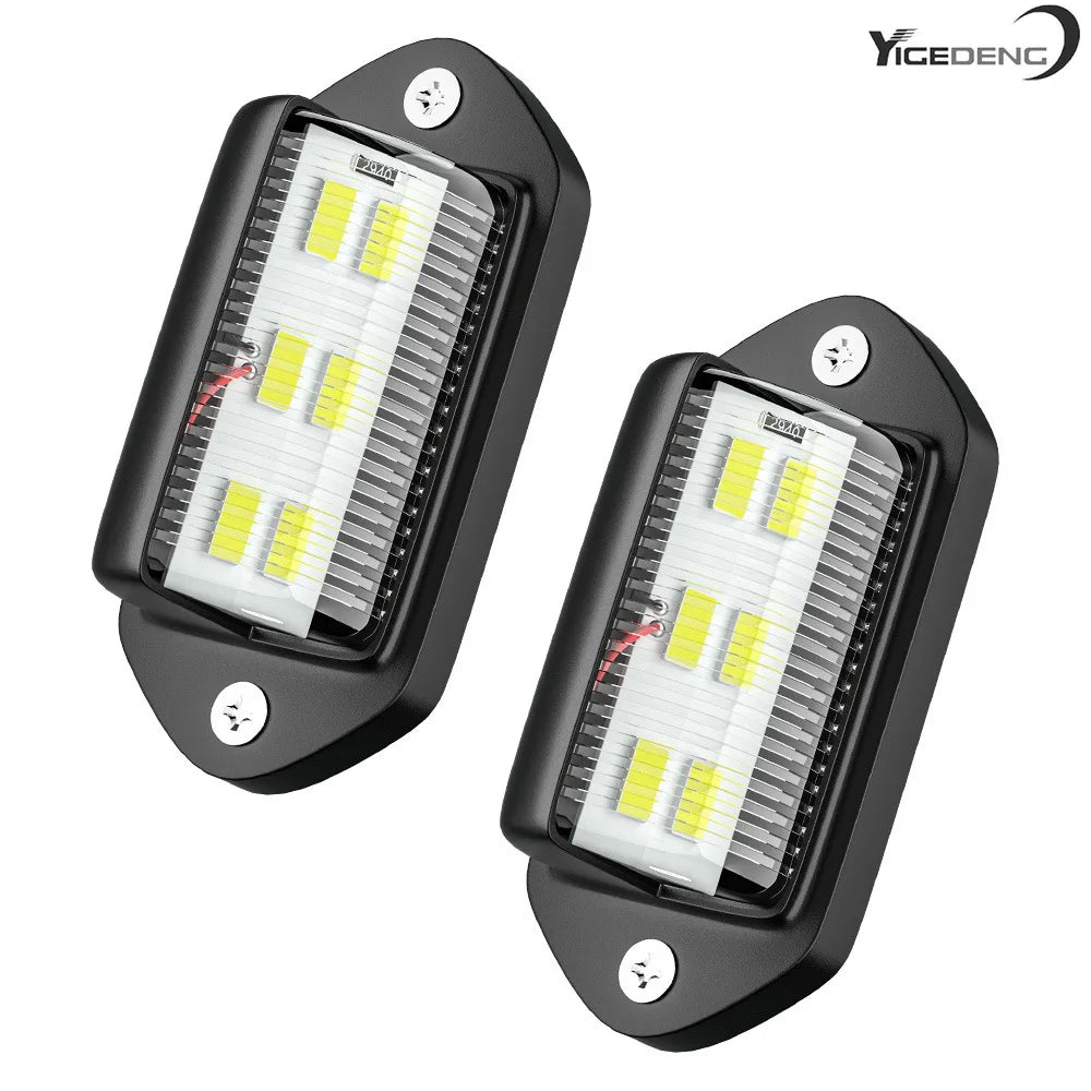 2pcs White LED License Plate Light 12V 24V DC Waterproof 6-SMD License Plate Lamp Taillight For Truck SUV Trailer