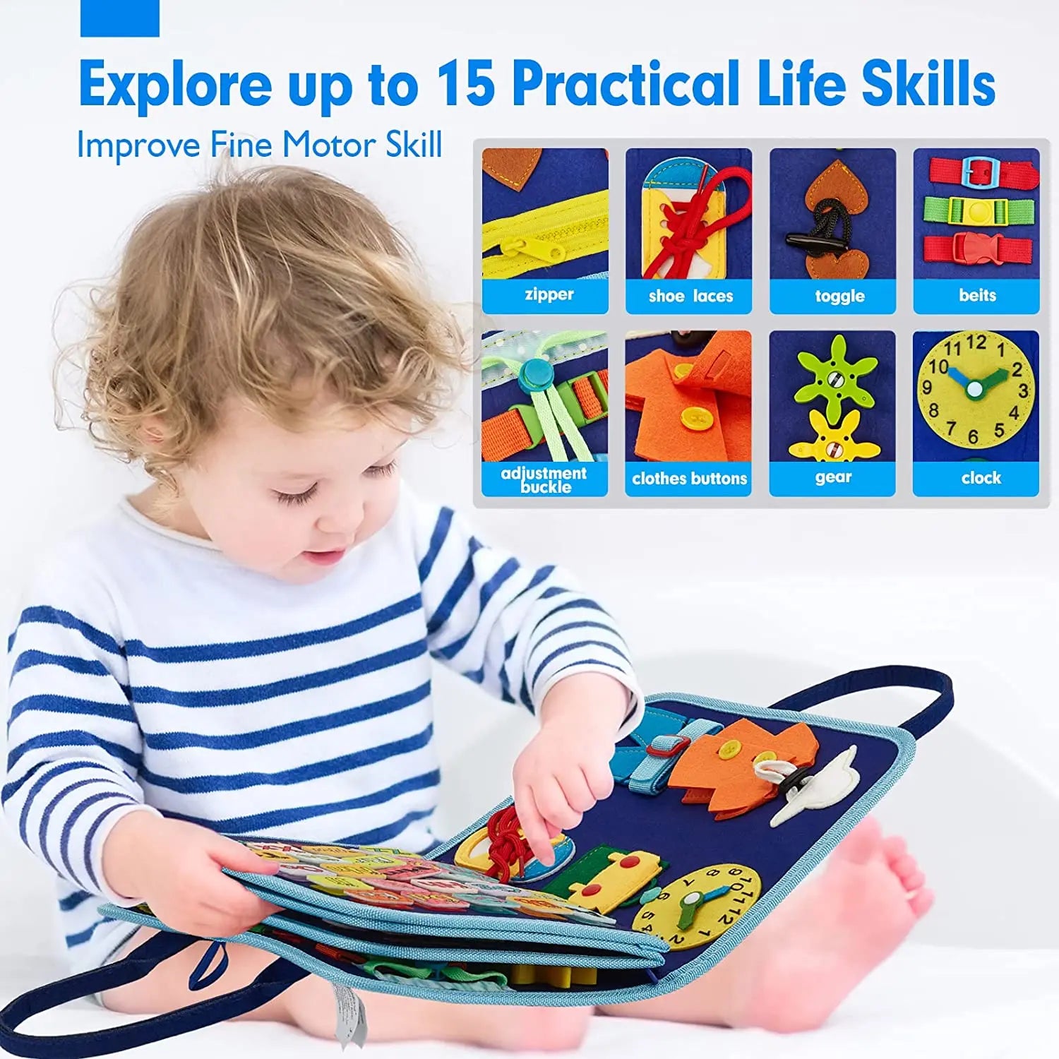 Toddler Montessori Busy Board Activities Education Toys Basic Dress Motor Skills Baby Travel Learning Toys For Christmas Gift